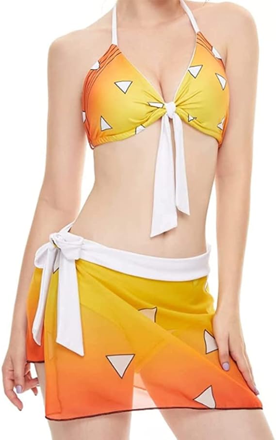 Lmetsky Kanroji Mitsuri Swimsuit Mitsuri Cosplay Bathing Suit Swimwear Bikini Summer Costume Halloween