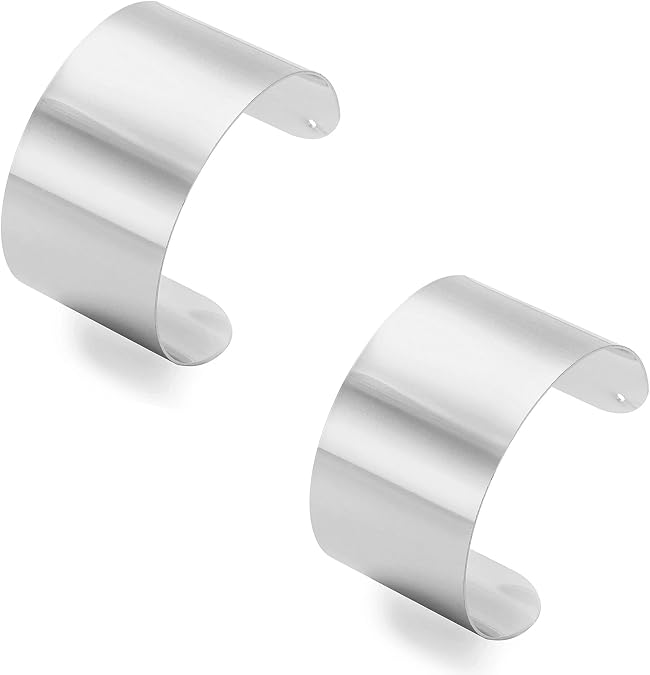 2 Pcs Cuff Bangle Bracelet for Women Men Wide Open Cuff Bracelets Sliver Gold Adjustable Wrist Cuff Wrap Bracelets