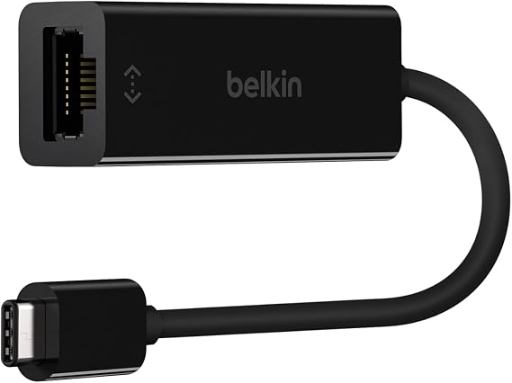 Belkin USB-C to Ethernet Adapter, Gigabit Ethernet Port Compatible w/ USB-C Devices, USB-C to Ethernet Cable for MacBook Pro & Dell XPS 13 Laptops, Ethernet USB-C Hub, Ethernet USB-C Adapter - Black | 1000Mbps wired network adapter, MacBook, Chromebook, PC, home office, stable connection