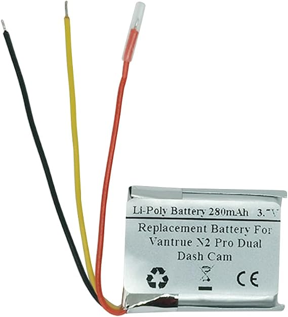 280mAh 3.7V Replacement Battery for Vantru e N2 Pro Dual Dash Cam