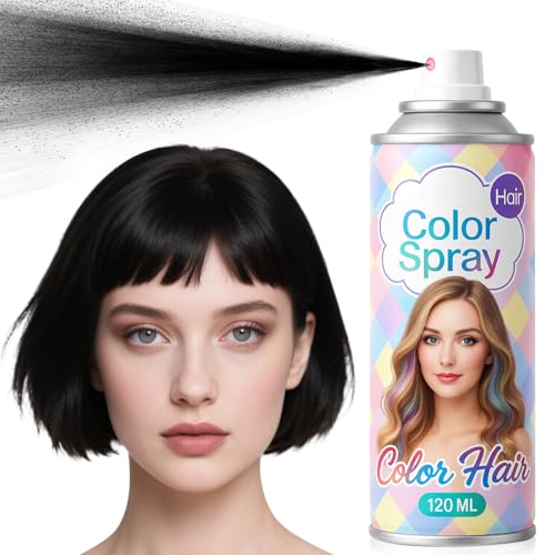 Temporary Black Hair Color Spray 1-Day Washable Hair Color for Women Men Kids, Hair Spray for Halloween, Cosplay, Costumes, Parties, Festivals, Daily Styling