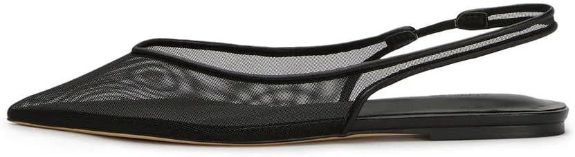 Mesh Slingback Ballet Flats Shoes for Women Pointed Toe Slip On Low Heels Casual Work Comfortable Soft