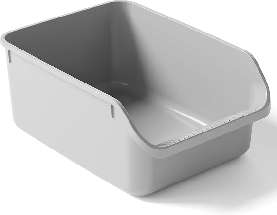 Rabbit Litter Box with Low Entry, High Back Splash Guard for Guinea Pigs, Hamsters, Hedgehogs, Chinchillas & Small Animals, Easy Clean Potty Training Pan for Cage (Grey)