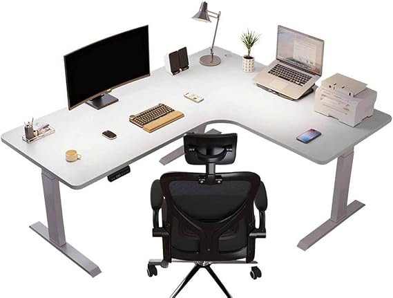 L Sd Electric Height Adjustable Corner Standing Desk - Ergon Sit-Stand Home Office Workstation Space-Saving Stylish Flexible Design for Productivity