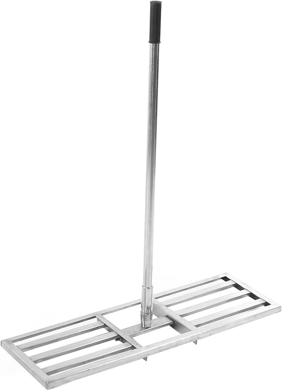 Lawn Leveling Rake Stainless Steel Long Handle for Effortless Gardening and Lawn Care - Durable Telescopic Tool for Grass and Garden