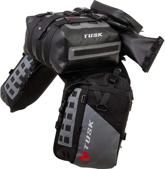 Tusk Off-Road Highland X2 Rackless Luggage System w/Small Dry Duffel Tail Bag KTM/Husky 690-701 Heat Shield for KTM 690 Enduro 2014-2018