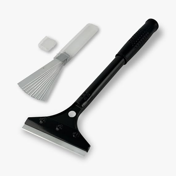 ProScraper with 10pcs 4-inch Blades - Multi-Purpose Blade Scraper for Paint Removal, Wallpaper Stripping, Glass and Tile Adhesive Removal (12 inch length), Black