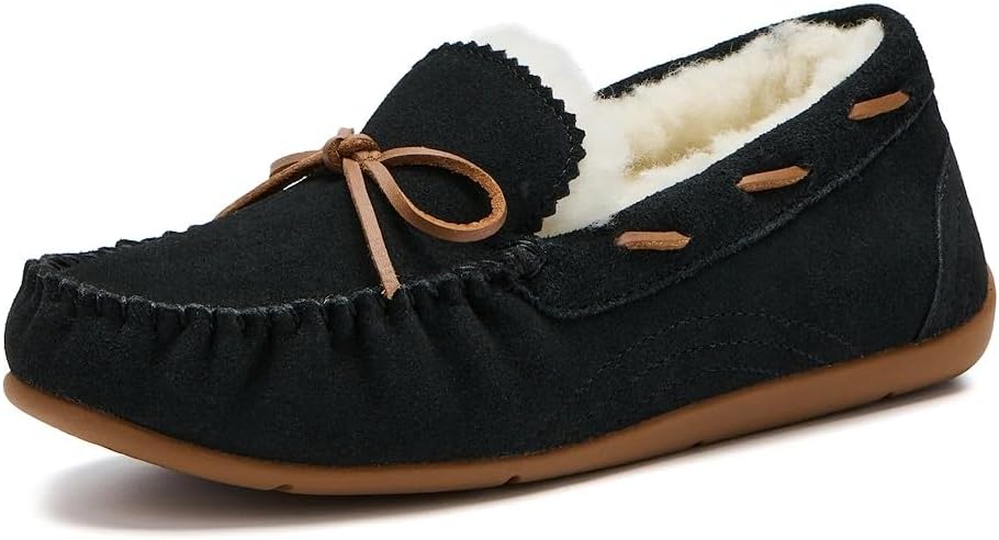ABEO Amble Bow Women's Slippers | House Shoes for Women | Shearling Lined | Built-In Cozy Wool Orthotic