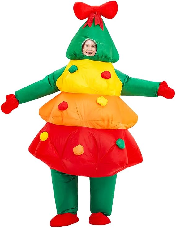 KOOY Inflatable Christmas Tree Costume, Full Body Christmas Costumes For Women/Men/Adult/Girls, Blow up Costumes Christmas Suit Festival Costume Carnival