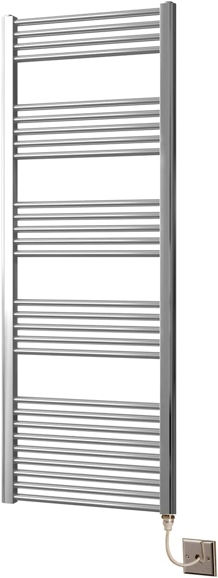 Electric Chrome Heated Towel Rail 400mm W x 1600mm H Straight Bathroom Radiator
