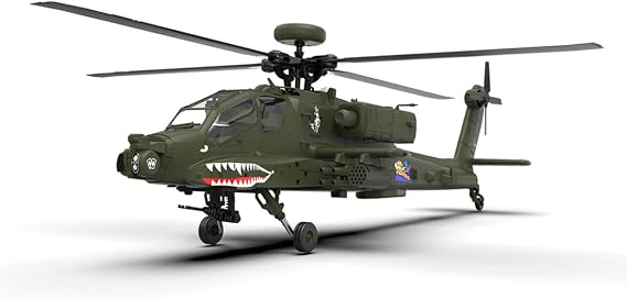 FunXylophy RC Helicopter for Adults, F11 AH64 2.4G 6CH Military Remote Control Helicopter Outdoor, 1/32 Scale Dual-Axis Co-Drive Without Ailerons, 3D RC Aircraft Model with Controller