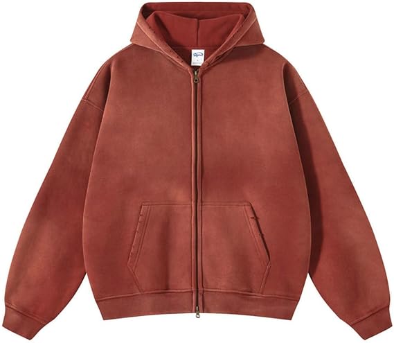 Mens Oversized Zip Up Hoodies Womens Vintage Acid Wash Hoddies Streetwear Sweatshirt