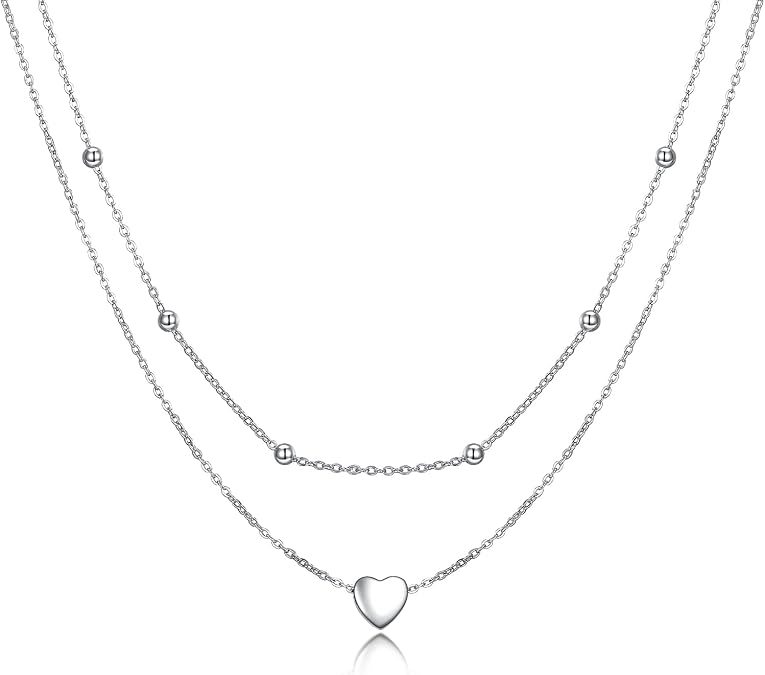MONGAS Tree of Life/Infinity Cross/Lock and Key/Lotus/Hamsa/Horse/Strawberry/Opal/Lariat/Dragonfly/Heart/Violin Layered Necklace Sterling Silver for Women