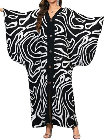 Caftans for Women Plus Size V-Neck Batwing Sleeve Kaftan Dress for Beach Swimwear Cover-Up Loungewear Mumu Dresses