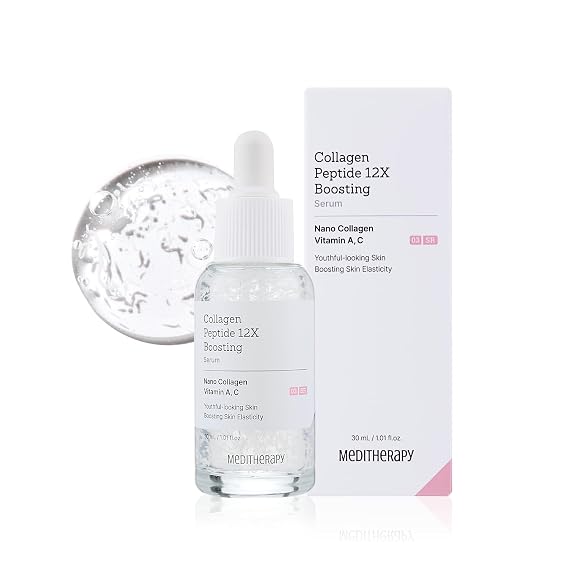 Collagen Peptide 12X Boosting Serum, Enhances Skin Elasticity & Reduces Deep Wrinkles, Promotes Collagen Production for Firm and Youthful Skin, Korean Skincare, 1.01 fl.oz