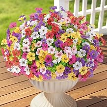 Lifewit Artificial Flowers for Outdoor Indoor, 12 Bundles Plastic Fake Flowers Daisy with Eucalyptus Leaves for Home Garden Decor, Porch, Window Box(Mix for Fuchsia Purple White Pink Yellow Red)