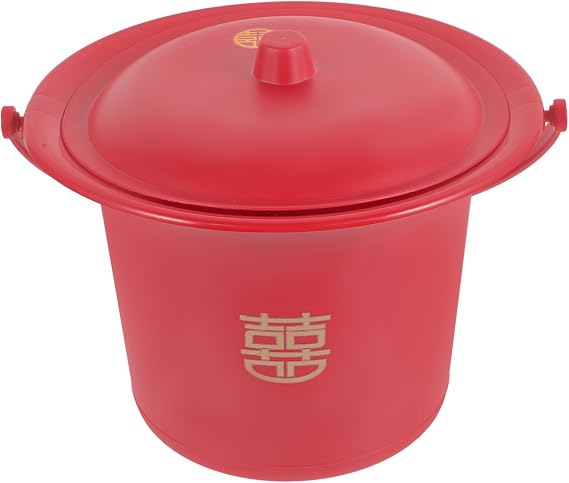 NOLITOY Wedding Chamber Pot Lid Red Spittoon for Home Use Non- Urine Pot for Elderly and Adults Convenient Portable Design for Travel and Emergencies