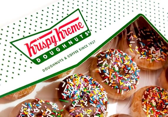 Krispy Kreme Chocolate Iced Glazed Doughnut With Sprinkles Donuts One Dozen