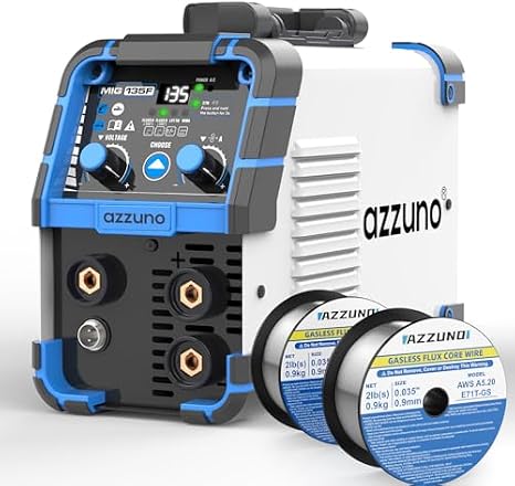 AZZUNO 135A MIG Welder & .035" 2LBS 2-Pack Flux Core Mig Welding Wire, 3 in 1 Multiprocess Welder 110V MIG Welder Machine Flux MIG/Lift TIG/Stick Welding Machine