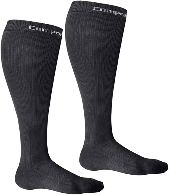 CompressionZ 30-40 mmHg Compression Socks for Women & Men | Knee-High Support Stockings Travel, Nurses and Athletes Black: Wide Calf, X-Large