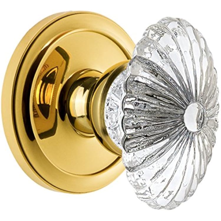 Grandeur 820206 Circulaire Rosette Privacy with Burgundy Crystal Knob in Polished Brass, 2.375