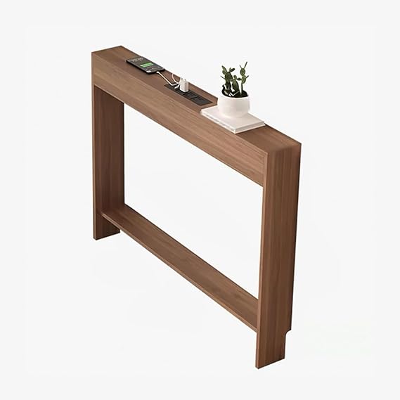 Console Table, Narrow Sofa Table, Thickened 18mm Couch Table, Entryway Table with Baseboard, Modern Console Table Decor, Behind Couch Table for Entryway, Hallway, Foyer(Walnut,L150cmxW15cm/5
