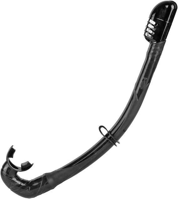 Dry Snorkel, Swim Training Snorkel with Top Valve for Snorkeling Scuba Diving Freediving Swimming, Black, Adult Unisex