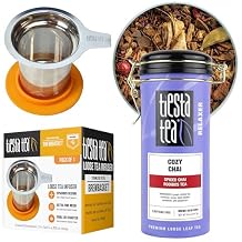 Tiesta Tea - Cozy Chai Rooibos Tea and Brewbasket Infuser Bundle, Loose Leaf Chai Tea, Caffeine-Free, 5oz Refillable Tin with 5oz Reusable Stainless Steel Strainer