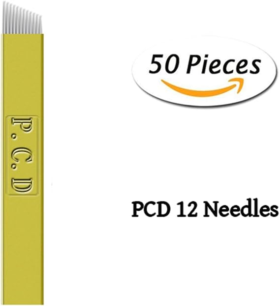 Xiaoyu Microblading Needles, Disposable Stainless Steel Microblading Blade for Eyebrow Permanent Makeup, 50PCS, 12PCD
