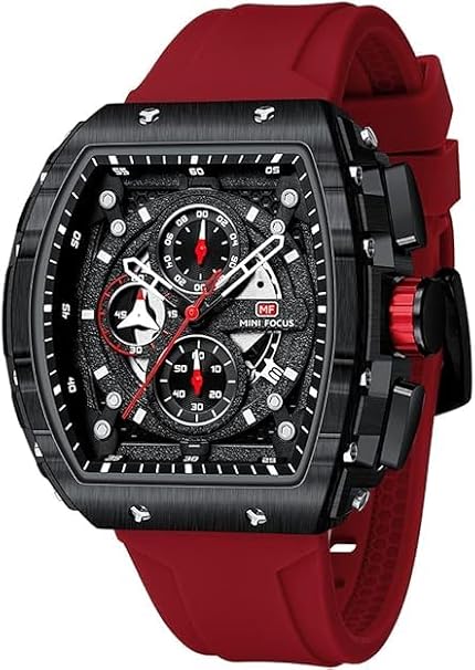 Mini Focus Men's Sports Wristwatch (Chronograph/Waterproof/Luminous/Calendar) Silicone Strap Quartz Watch for Men