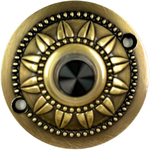 1651L Wired Doorbell Button, Brass, Round, Black