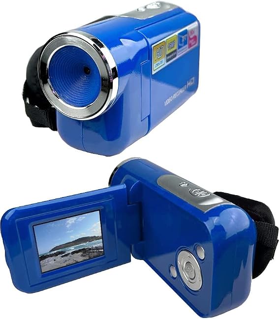16MP Megapixel Compact Digital Camcorder with HD Video and Photos 16x Zoom with 2.4" Screen and USB Cable (Blue, Camera Only)