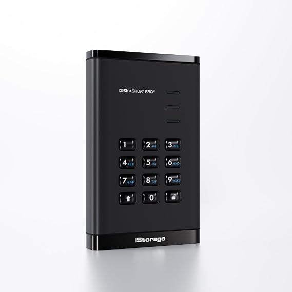 iStorage diskAshur PRO3 HDD 500GB - Secure Portable Hard Drive - FIPS Level 3 Certified - Password Protected - Dust/Water-Resistant - Hardware encryption