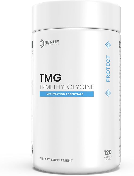 Renue By Science TMG | High Strength TMG Supplements | 120 Trimethylglycine Capsules - 900mg TMG per Serving with Vitamin B12 Vitamin B6 Folate & Zinc | Made in the USA & Third-Party Tested