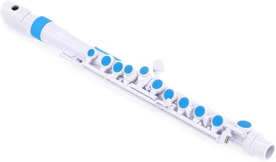 Nuvo jFlute Beginner Student Flute White/Blue, Donut Head Joint, Waterproof ABS Plastic