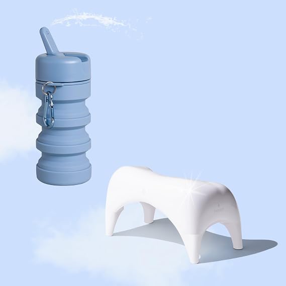 TUSHY White Tall Ottoman & Travel Glacier Bidet Bundle