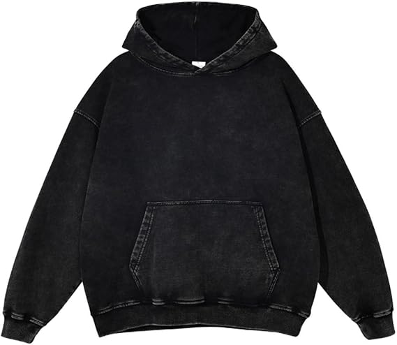 Mens Acid Wash Oversized Hoodie Vintage Baggy Pullover Sweatshirt for Gym Women Streetwear