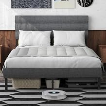 Queen Size Platform Bed Frame with Fabric Upholstered Headboard and Metal Slats Support, Fully Upholstered Mattress Foundation/No Box Spring Needed/Easy Assembly (Queen Size)