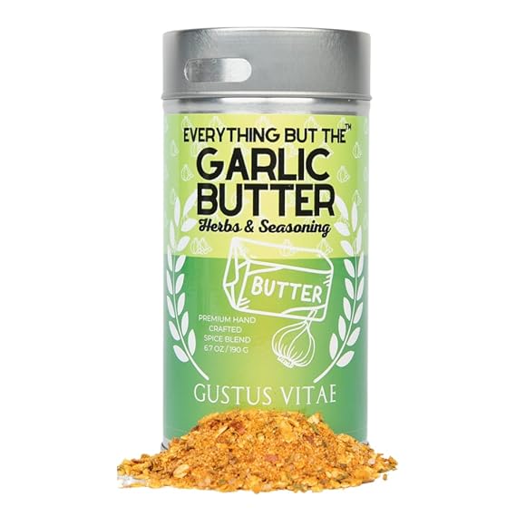 Gustus Vitae | Everything but the Garlic Butter Herbs & Seasoning | Gourmet | Gourmet Spice Blend | Non GMO | No MSG | No Fillers | Handmade in USA | Magnetic Tin | Small Batch | All Natural