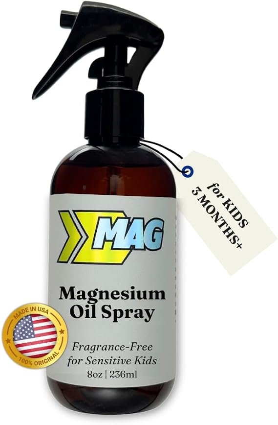 Magnesium Spray for Kids & Toddlers Restlful Sleep, Calm Bedtime, Growing Pains, Active Play Recovery Pure, All-Natural, Gentle for Sensitive Skin, Fragrance-Free - 8 fl oz by MAG Recovery