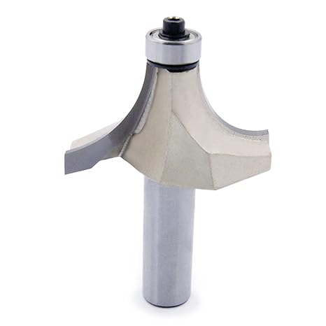 Round Over Edging Router Bit Double Flute Solid Surface Lower Ball Radius Bearing Guide Carbide Tipped Corner Round Corner Rounding Router Bit Woodworking Tools (1/2x1-1/2, 1/2" Shank)