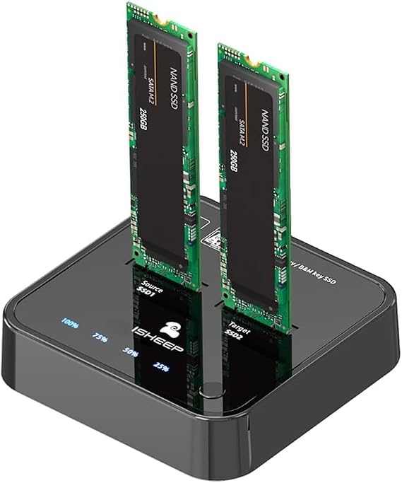 M.2 SATA SSD Docking Station, USB 3.1 (5Gbps) Offline Cloner & Duplicator, One-Button Backup, Tool-Free Plug and Play Vertical Design for Fast Data Transfer and Drive Upgrades