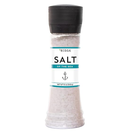 Riega Sea Salt Grinder, Large, Manual Mill for Coarse Kosher Salt, 12 oz