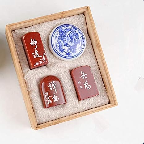 Semli Custom Chinese Seal Set - Square, Rectangular, Oval Stone Stamps - Chinese Name Translation - Art Painting Calligraphy