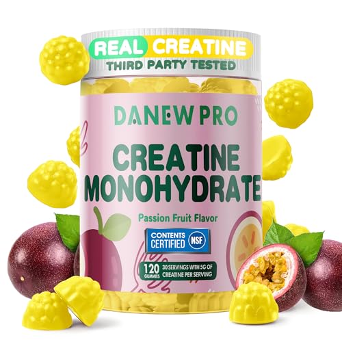 NSF Certified Creatine Gummy 5g - Creatine Monohydrate Gummies for Men & Women, Creatine Monohydrate for Muscle Strength, Muscle Builder, Energy Boost, Pre-Workout Supplement120 Count-Passion fruit