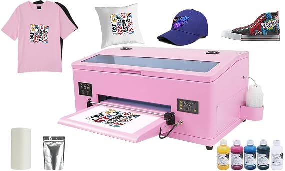 A3 L1800 DTF Printer Machine DIY T-Shirt DTF Printing Machine for Dark and Light Various Fabrics Vibrant Colors Auto Cleaning (Printer+Software)