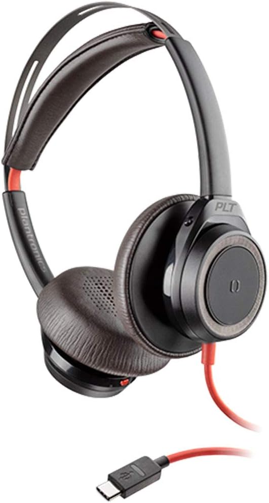 Poly - Blackwire 7225 Wired USB-C Headset (Plantronics) - Black - Dual-Ear (Stereo) Computer Headset - Connect to PC/Mac via USB-C - Active Noise Canceling - Works with Teams, Zoom & more