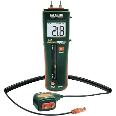 Extech MO265 Combination Pin and Pinless Moisture Meter with RJ45