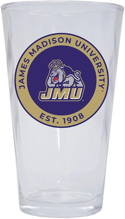 James Madison Dukes 16 oz Pint Glass Officially Licensed Circle Design Single