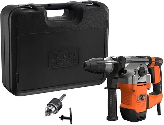 BLACK & DECKER BEHS03K-QS Hammer SDS-Plus 1.250w 3 Modos 3,7j, Velocidad 0-900 RPM, 0-3.900 Ipm, Cap. Maxima (hormigon) 32mm, Sistema Anti-vibracion. Incluye Adapter para Drill Bits 13mm Con...
